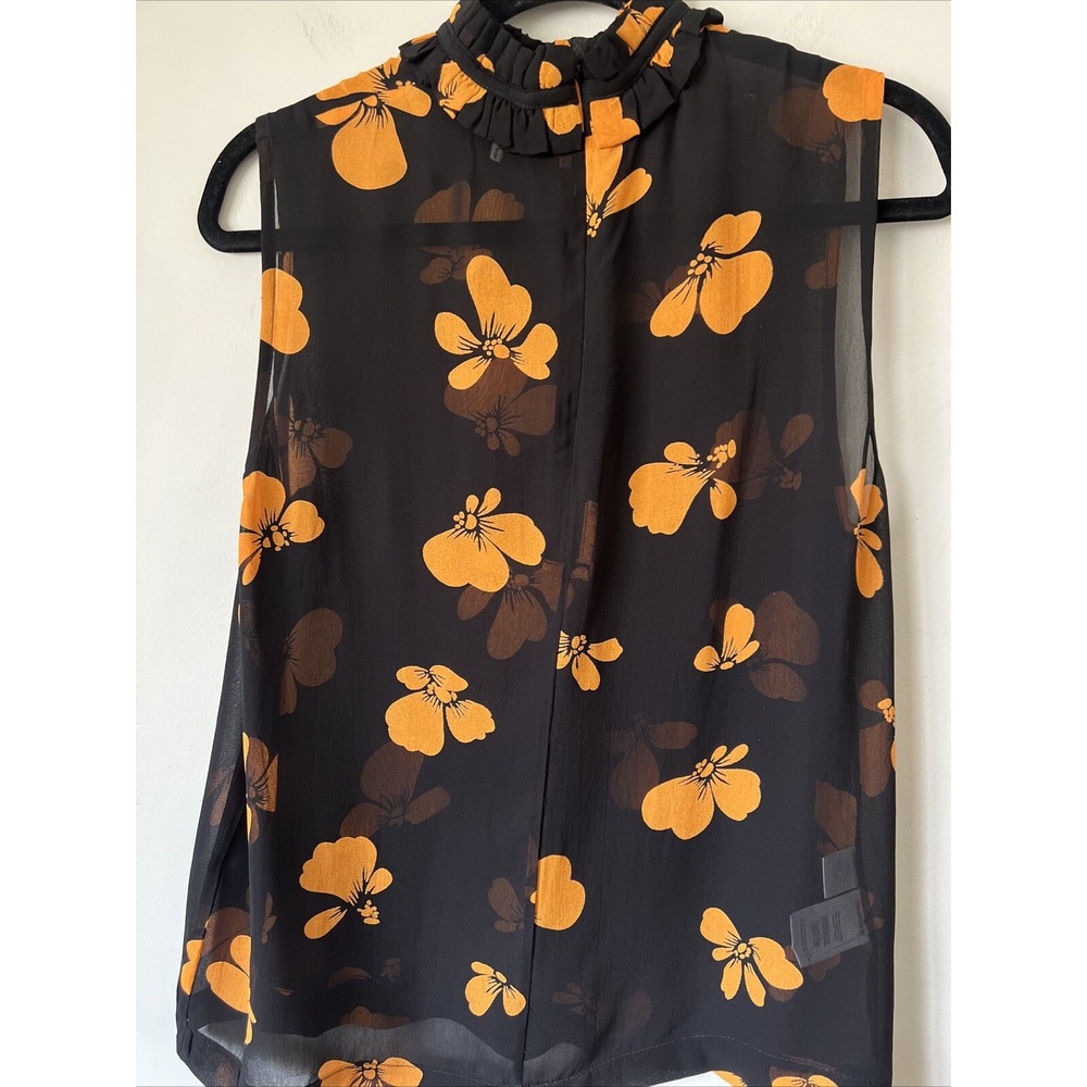 Ganni Fairfax Georgette Sleeveless Top Floral Blouse in Black Size 38 M US 6 - Picture 5 of 9